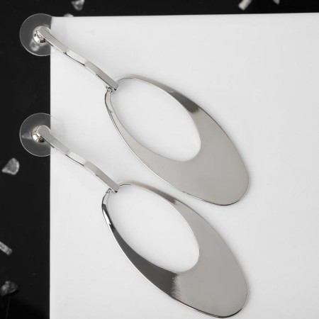 Earrings Metal "Oval" for thickening, color silver