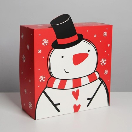 Folding box "Snowman", 25 x 25 x 10 cm, new year-3