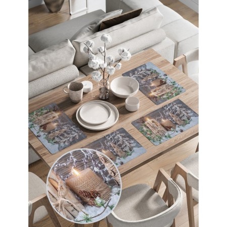 A set of napkins for setting the table "Winter jewelry", rectangular, rounded edges, size 30x46 cm, 4 pcs-1