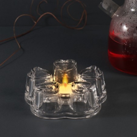 Glass Glass for 1 candle "Five hearts" Transparent 5x14x14 cm-4