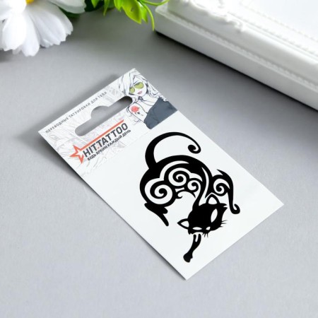 Tattoo on the body "cat" 5.3x6.3 cm-1