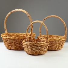 A set of wicker baskets, 33x33x13/36 cm, 28x28x11/31 cm, 22x22x10/26 cm, 3 pcs, willow