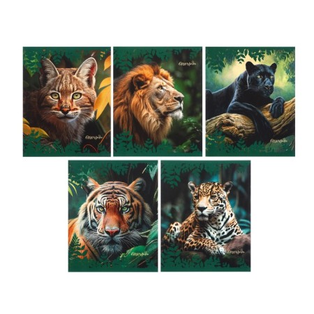 Notebook of 48 sheets in the cage "Wild nature", cover coated cardboard, block No. 2 (gray sheets), mix