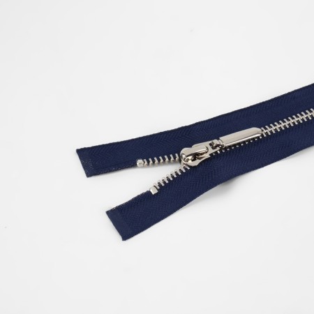 Metallic lightning, No. 5, 2 runners, connective, automatic locks, 80 cm, dark blue color/nickel-1