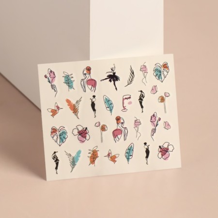Slider - nail design "Delicate image", packing 6 pcs, multi -colored