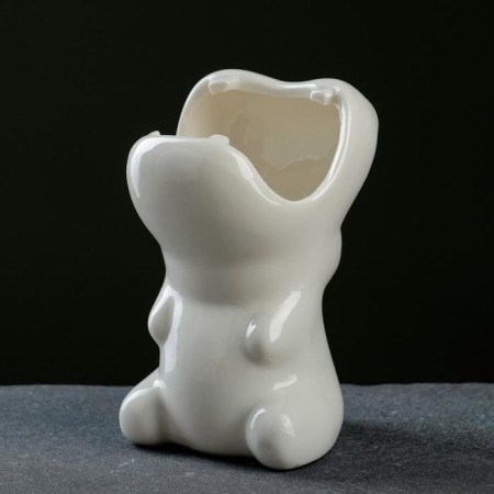 Pot "Hippo" White, 12x8x9cm-3