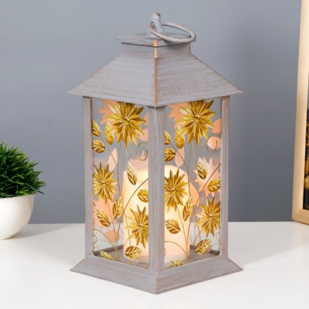 Spinker "Flowers" LED from 3HaAA batteries with a gray with a golden patina 14x14x29.5 cm Risalux-1