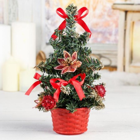 Christmas tree decor "Flower" 20 cm, red-1