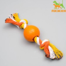 A rope toy with a movable ball, up to 22 cm, up to 105 g, mix of flowers