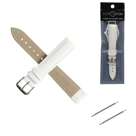 Solomon watch strap 18 mm, genuine leather, L-20 cm, white-3
