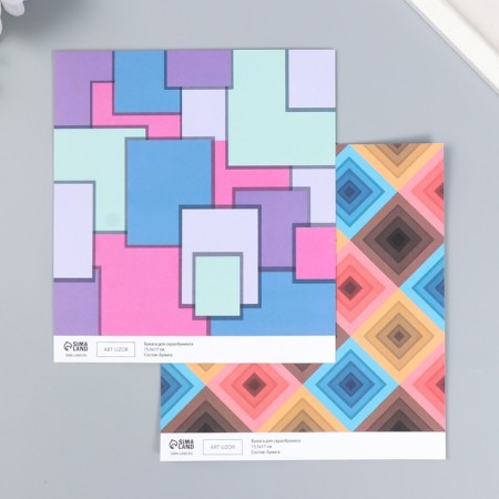 Scrapbooking paper bilateral "bright geometry" density 180 g 15.5x17 cm-1