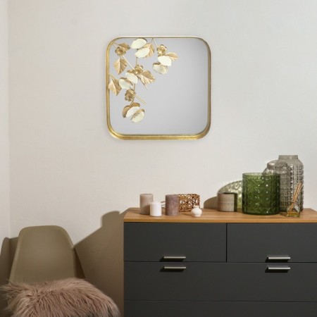 Wall metal decor with a mirror "orchid in the leaves" 55.2x55.2x8.3 cm