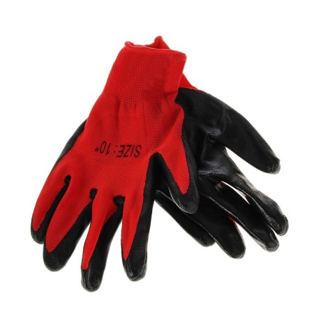 Garden, nylon gloves, with rubber dousy, size 10, black-red, Greengo-1