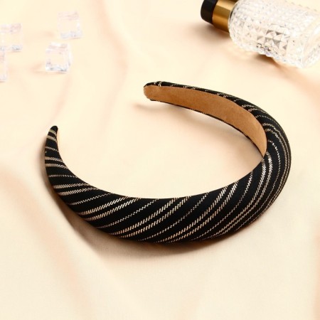 Hair cap "Ivetta" stripes, 3 cm, black-gold