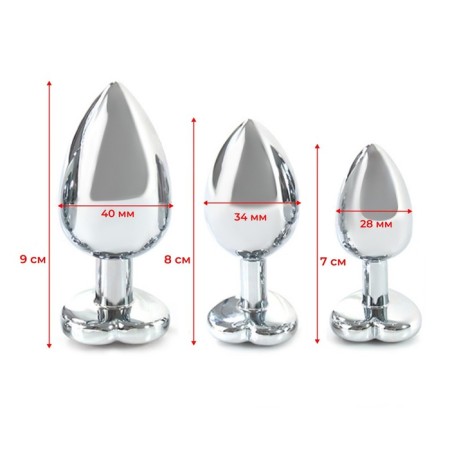 Anal traffic jam-hoods, silver, blue crystal, d = 40 mm-6