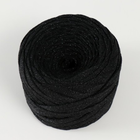 Knitted yarn "Ribbon" with Lurex 85m/170 ± 5 g (black, lurex: black)-1