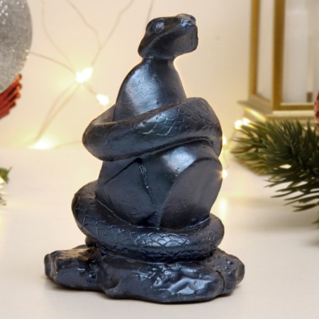 Figure "Snake on Stone" Blue Lunar, 9x7x5cm-1