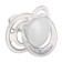 Nipple is an orthodotynic dummy, with a cap, +12 months, white transparent