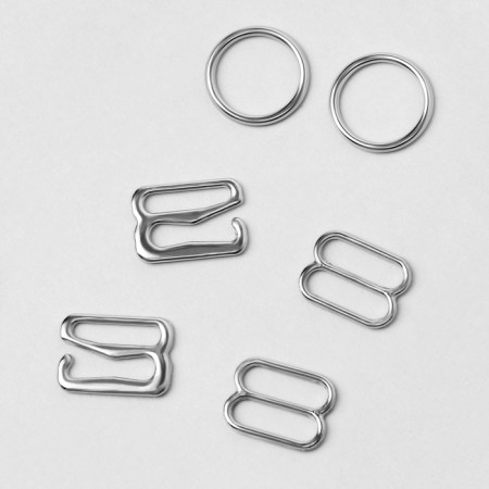 Metal straps: hooks, rings, regulators, 10 mm, silver color-5