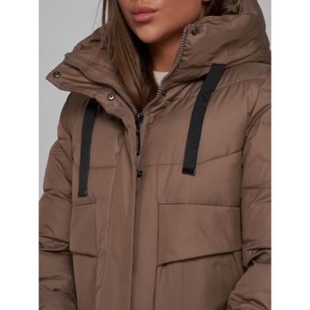 Coat insulated winter female, size 44, brown color-11