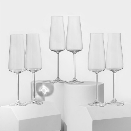 A set of glasses for champagne Alex, glass, 210 ml, 6 pcs