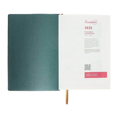 Dated 2025 diary, A5, 176 sheets of Escalada, solid cover of artificial leather, foil embossing, liesse, cream block 70 g/m2, green-4