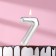 Candle in the Cake "European", number "7", 6 cm, silver