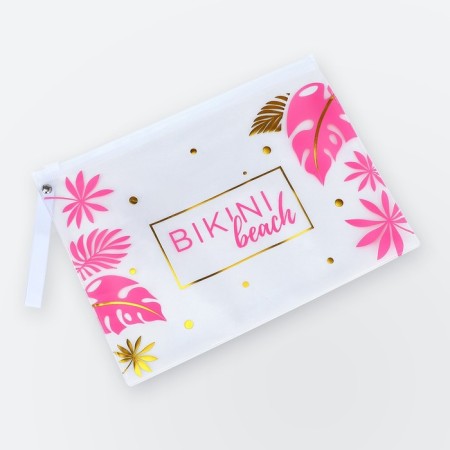 Bag for a swimsuit with a zipper, white/pink color-2