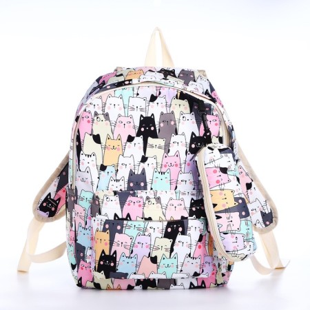School backpack from textiles on a zipper, 3 pockets, pencil case, color colorful color-3
