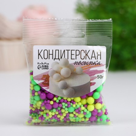 Sprinking confectionery with the effect of neon in color glaze "Lime, lemon, ultraviolet", 50 g-1