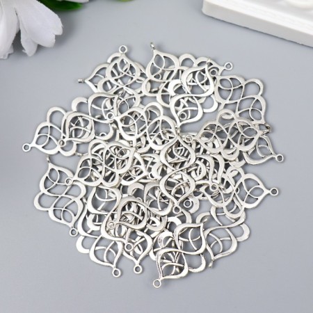 Connector for creativity Metal 2 Ears "pattern" silver G065B387 2.7x1.7 cm-2