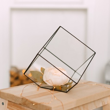 Florarium "Cube" average (copper seams)-1