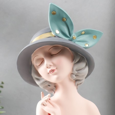 Souvenir Polystone "Baby in a gray hat with a bow in peas" 35x10x16.5 cm-4