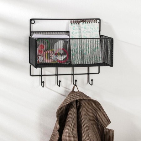 Shelf for 4 hooks of the Country, 15 × 27 × 24 cm, black color