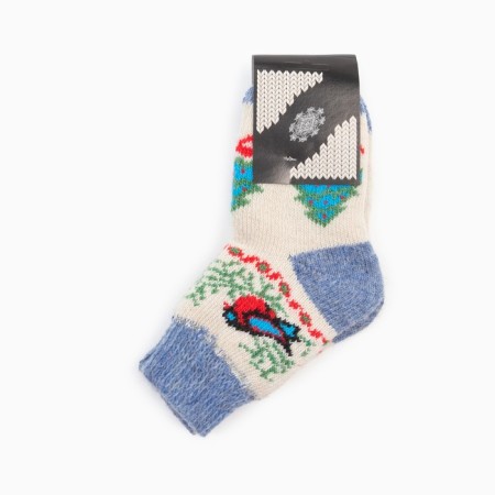 Nosk children's woolen "Bullfinch in the forest", white color, size 12-3