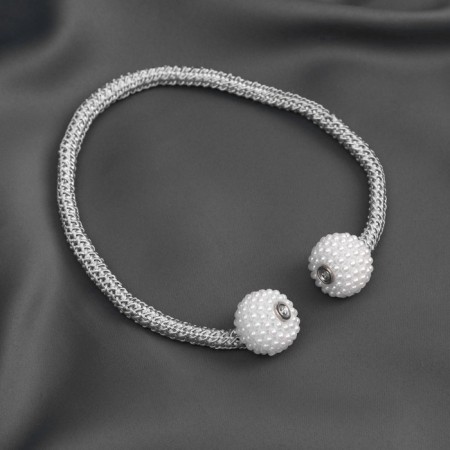 Picking for curtains "Balls from beads", d = 3 × 40 cm, white/light gray color-1
