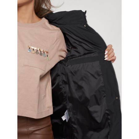 Coat insulated winter female, size 50, black color-15