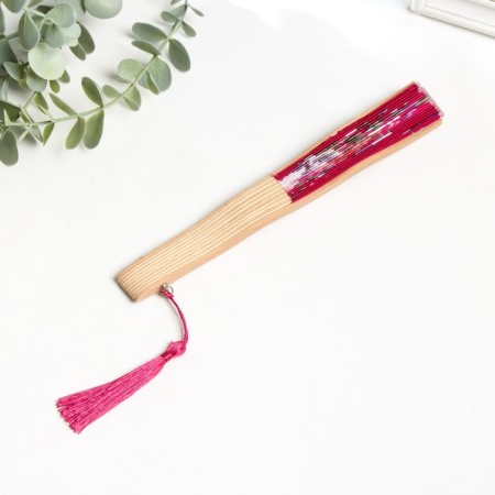 Fan bamboo, textiles h = 21 cm bend, with a brush "flowers" in a box, bright pink-3