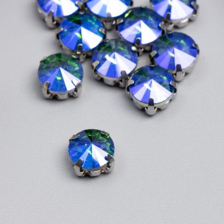 Crystal rhinestones in DACs 8 mm (10 pcs/pack), round, green AB-1