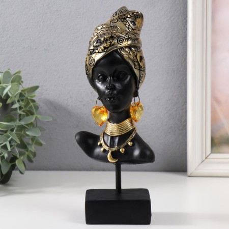 Souvenir Polystone Bust "African in a gold scarf" 23.5x10x7 cm