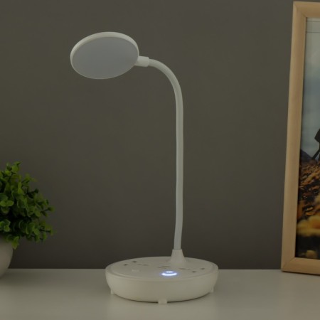 Table lamp "Universal" LED 5W 3000k 2 sockets 2xusb2.0 White 13x13x37cm Risalux-9