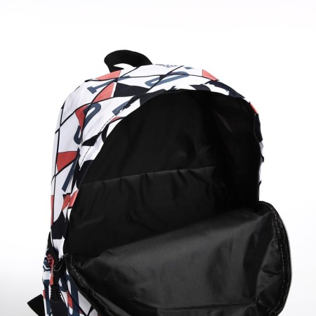 A backpack with a zipper, 3 outer pockets, black/red color-5