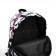 A backpack with a zipper, 3 outer pockets, black/red color