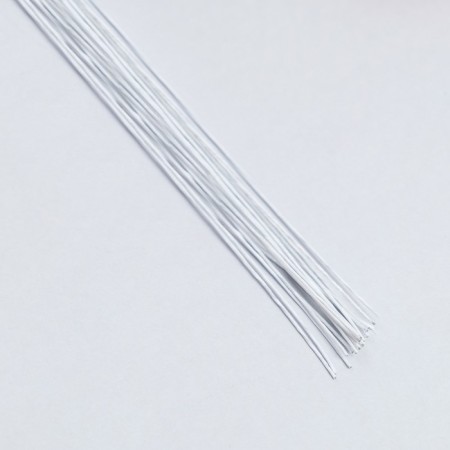 Floristic wire white 0.55 mm, 30 cm, in paper braid, set 30pcs-1