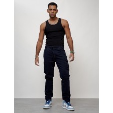 Cargo jeans men, size 46-48, dark blue color