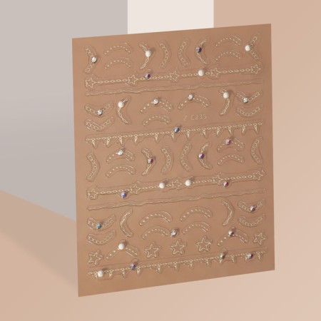 Nail stickers "chains", voluminous, foil, golden color
