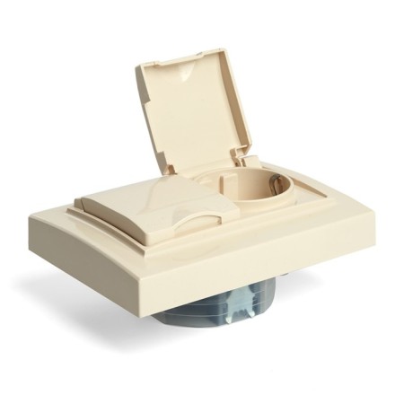 2-seater s/s outlet with a lid, Stekker series Erna, PST16-9015-02, ivory-3