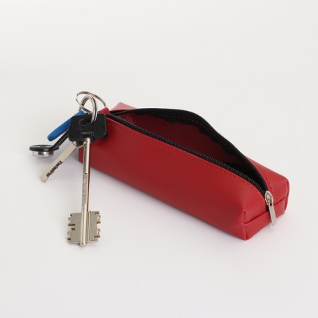 Key of zipper, length 16 cm, ring, carbine, red color-3