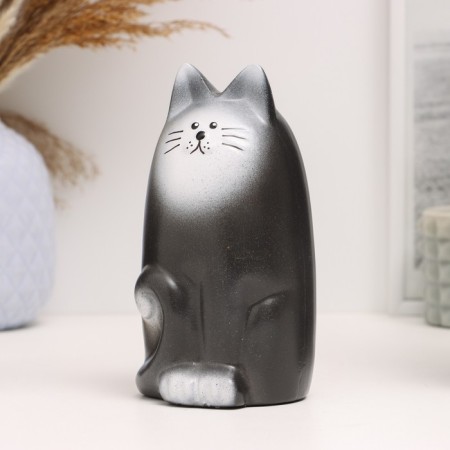 Piggy bank "Cat Murzik" black and white, 15 cm-1