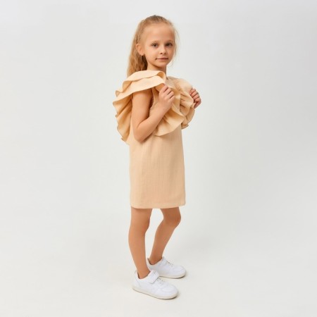 Платье для девочки MINAKU: Cotton Collection цвет светло-бежевый, рост 122-4